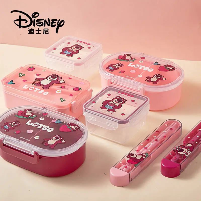 New Disney Creative Cartoon Kawaii Glass Lunch Box Insulated Lotso Microwaveable Office Worker Cute Lunch Box Lunch Box with Lid