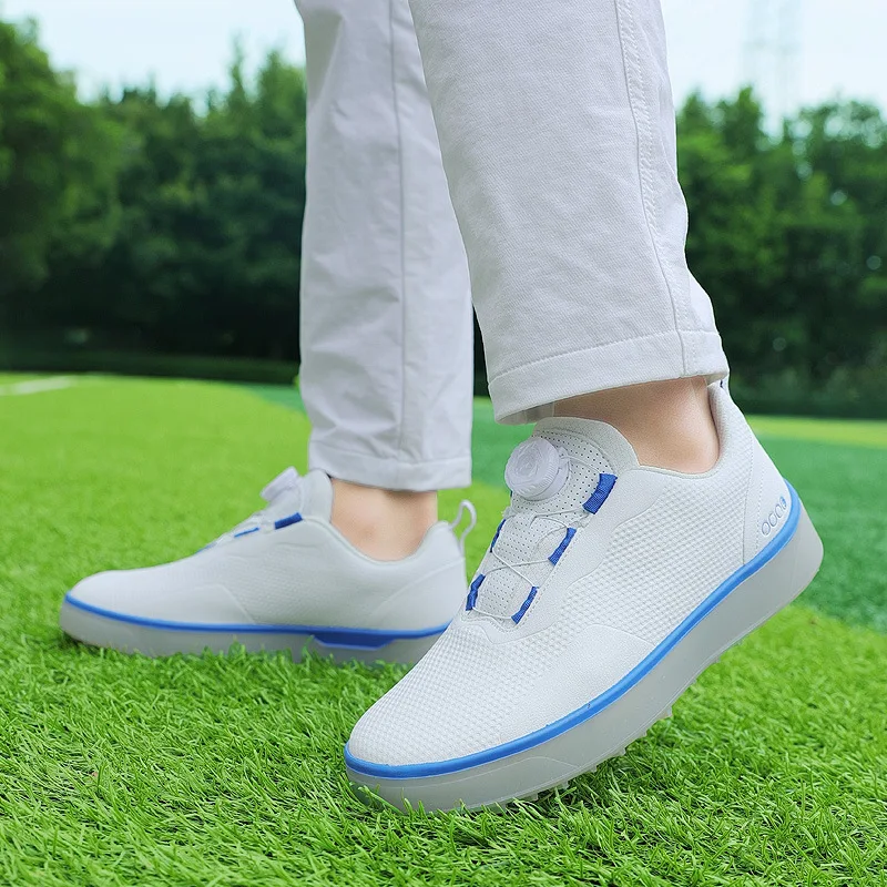 New Golf Shoes for Men and Women Leather Material Waterproof Rotary Buckle Non-slip Wear-resistant Light Comfortable Golf Shoes