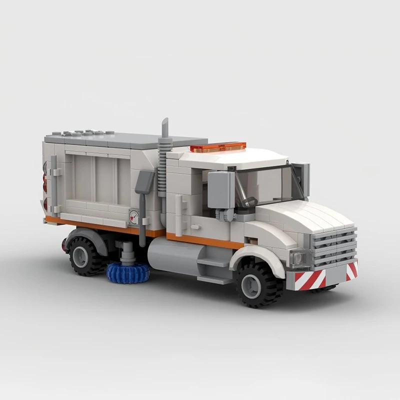 

213 MOC city scene decoration car street sweeper model, DIY assembly building block toy, children's birthday gift.
