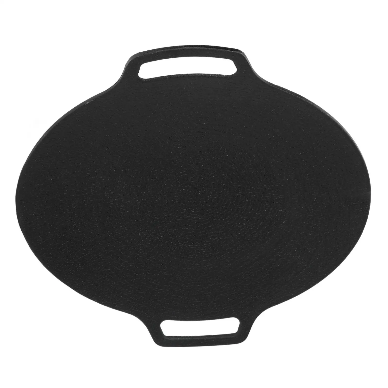 Non-Stick Round Korean Grill Pan for Outdoor Camping - 6-Layer Coating, Double Handle BBQ Griddle for gas Cookers