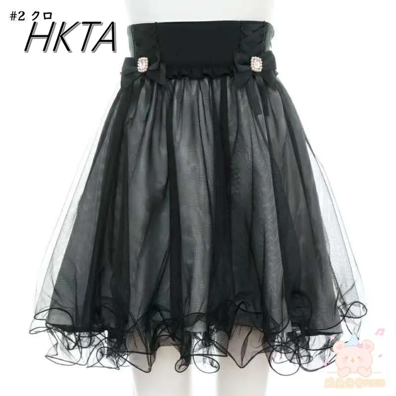 Japanese SC Skirt Lace Gauze Bow Bud Lolita Skirts Summer Mine Series Mass Production Sweet Girls High Waist Black Mini Skirts