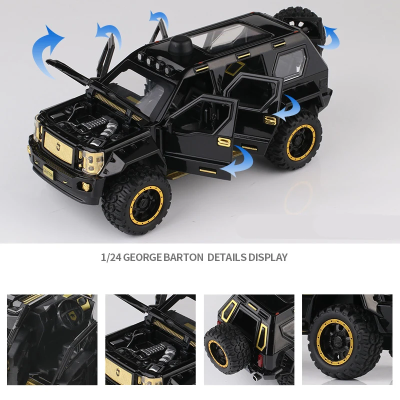 1:24 G PATTON GX Armored Car Alloy Car Model Diecasts Toy Off-road Vehicles Car Model Metal Explosion Proof Car Model Kids Gifts