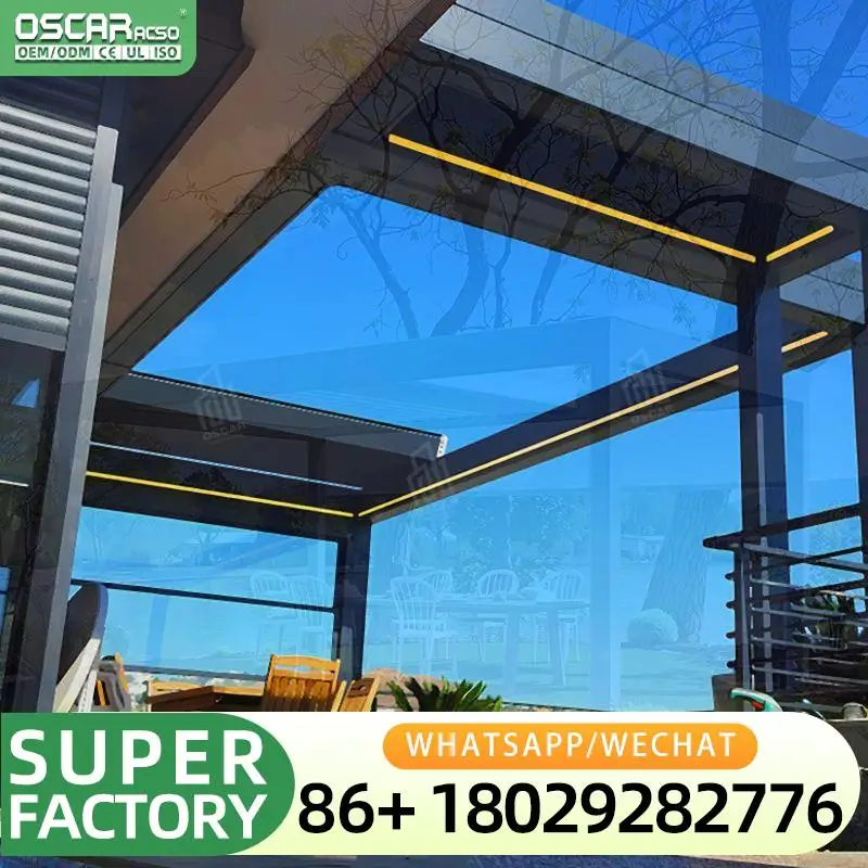 

Алюминиевый светодиодный светильник для улицы, водонепроницаемый, с жалюзи, крыша, моторизованная биоклиматическая беседка, настраиваемая, регулируемая для сада, патио, балкона