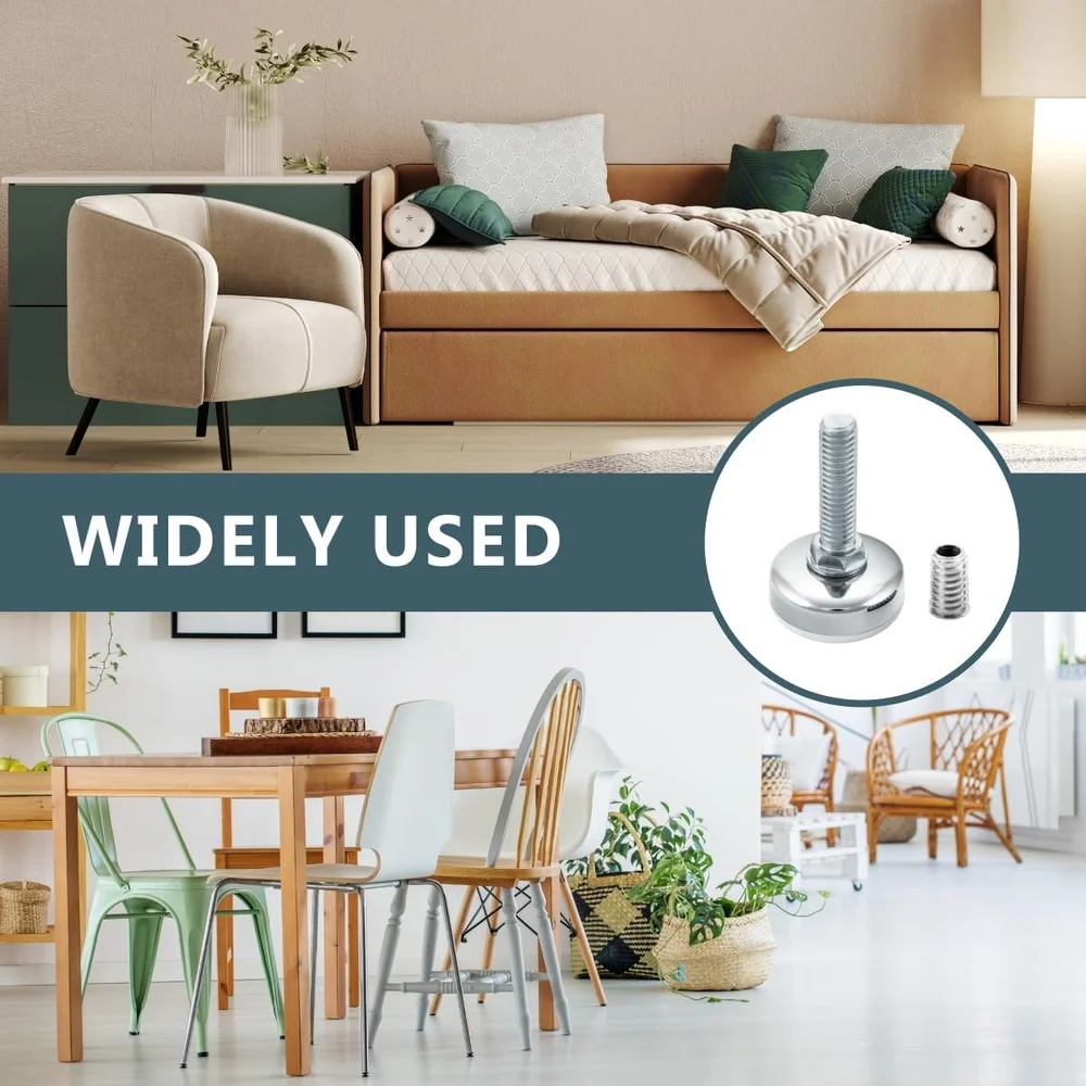 헤비 듀티 스레드 레벨링 피트 8개 조절식 가구 다리 레벨러 세트(비마킹 패드 안정성 및 지원 포함)