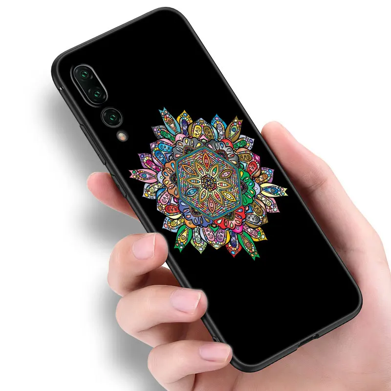 Vintage Indian Floral Henna Mandala Yoga Ethnic Phone Case For Huawei Pura 70 Ultra P20 P30 P40 Lite P50 Pro P50E P Smart 2018