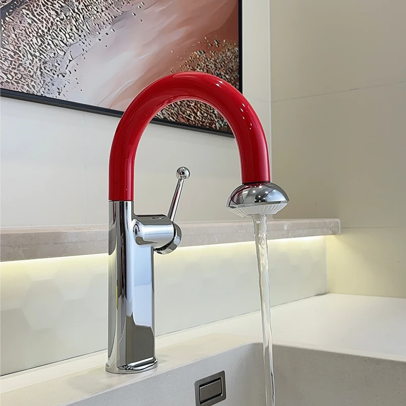 Pull-out washbasin faucet Hot and cold household liftable rotating bathroom basin faucet toilet hand washing