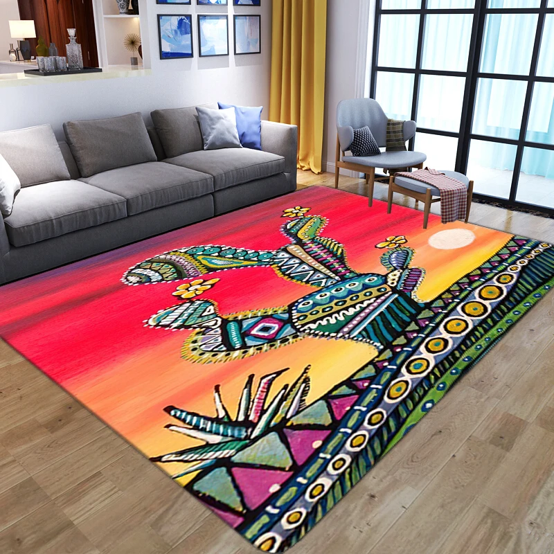 3D Creative Cactus Carpets For Living Room Soft Flannel Bedside Sofa Floor Mat Bedroom Decor Non-slip Hallway Area Rugs Washable