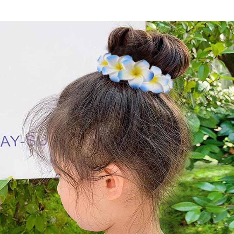 2pces  NEW 11 colors Wedding Plumeria Flower Wreath Headband  Magic Hair Bun Hair Donut Frangipani Girl Hair band Garland