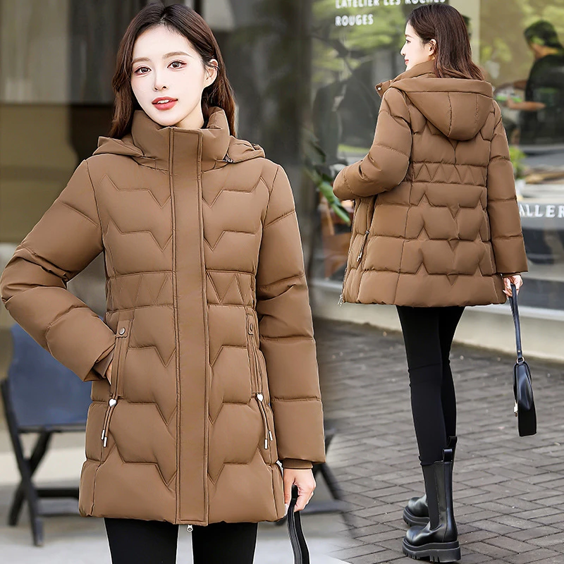 2025 neue frauen Unten Mäntel Koreanische Stehkragen Einfache Feste Farbe Warme Mid-Länge Casual Jacken Weiche Mode weibliche Kleidung