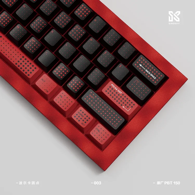 Keycap tari merah Polka Dot Tinggi asli PBT1.5 ketebalan