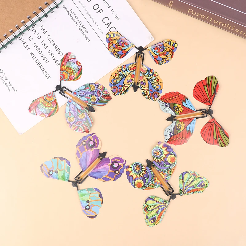 1/10Pcs Magic Wind Up Flying Butterfly in The Book Rubber Band Powered Magic Fairy Flying Toy Great Surpris Gift Party Favor