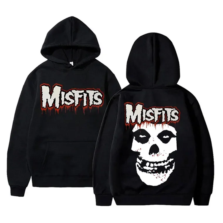 

Punk Out of Time Skull Rock Print Hoodie Men's Cotton Sweatshirt Men's and Women's Gothic Vintage Long Sleeve Hoodie