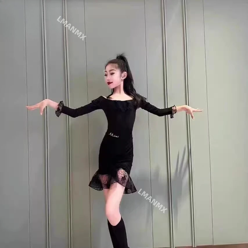 Latin dance dress for girls, professional regulations, competition dress, new autumn and winter children's practice dress