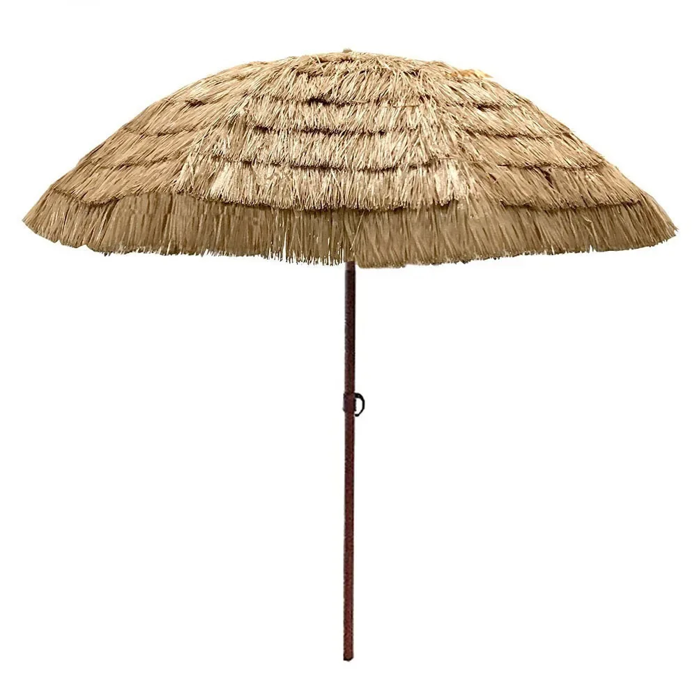 Simulation Straw Umbrella Outdoor Sunshade Umbrella Convenient Folding Beach Umbrella Patio Leisure Decoration Parasol