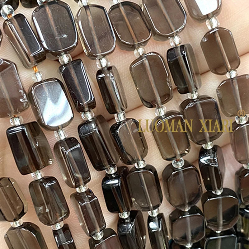 8x12MM Irregular Rectangle Natural Stone Smoky Quartz Gem Loose Spacer Beads for Jewelry Making Diy Bracelets  Accessories