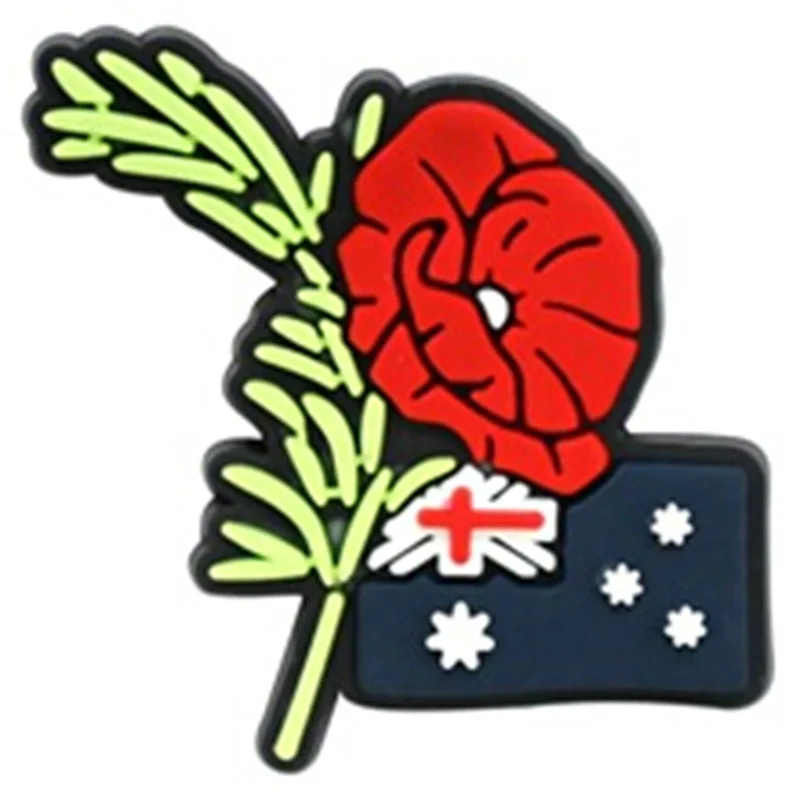 20 قطعة من الزلاجات الفقاعية للأحذية ذات الطابع النيوزلي، الصنادل، زهرة الطيور، النمط البركاني، دبابيس الأحذية البلاستيكية التمساح