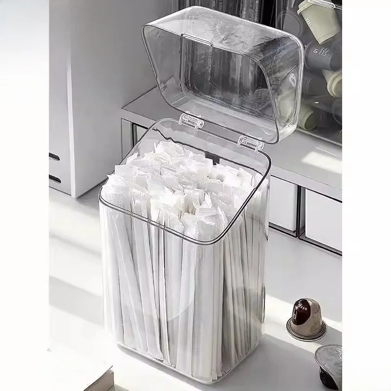 

Drink St Storage Box with Lid for Bar Counter Beverage Disposable Chopstis Dustproof Ra Square Single Layer Other
