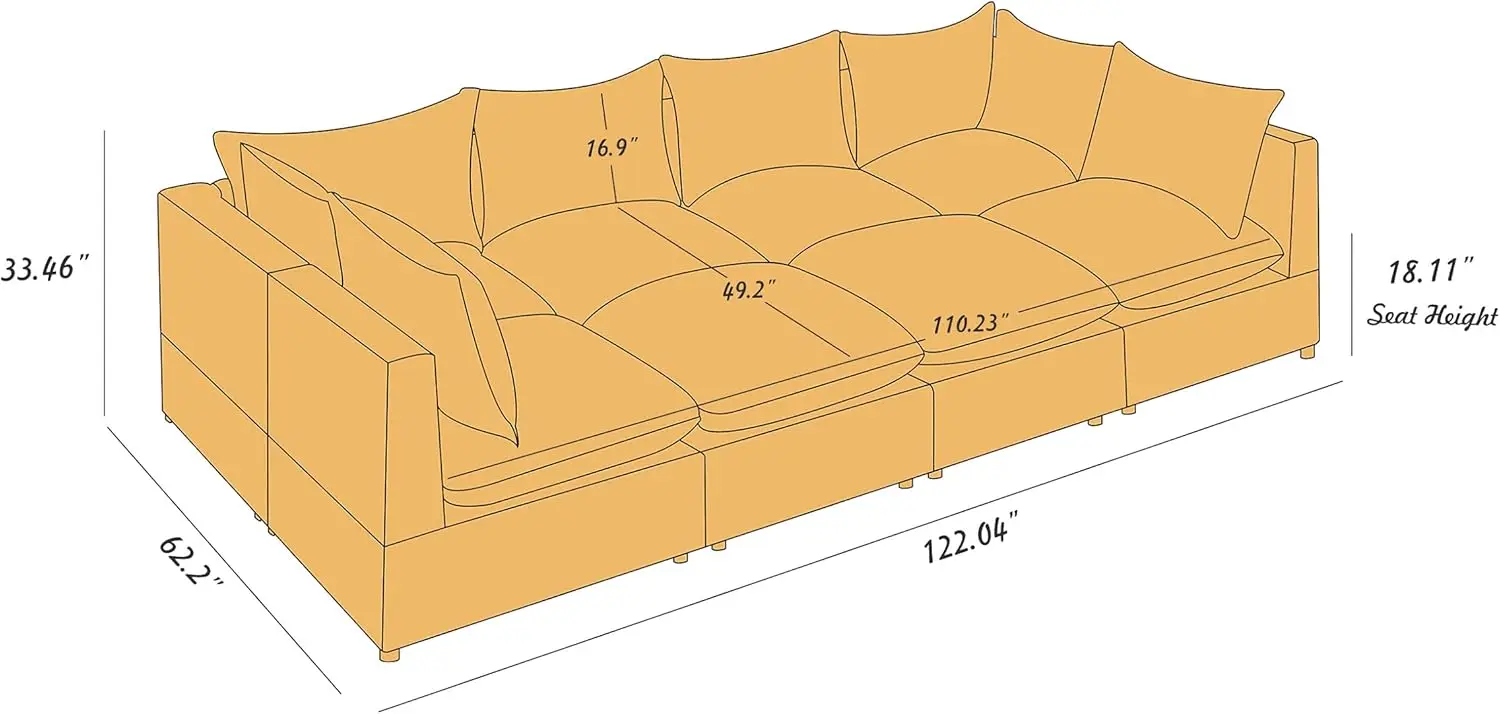 Divano componibile modulare, divano componibile letto a 8 posti Divano componibile modulare per soggiorno, set letto-L