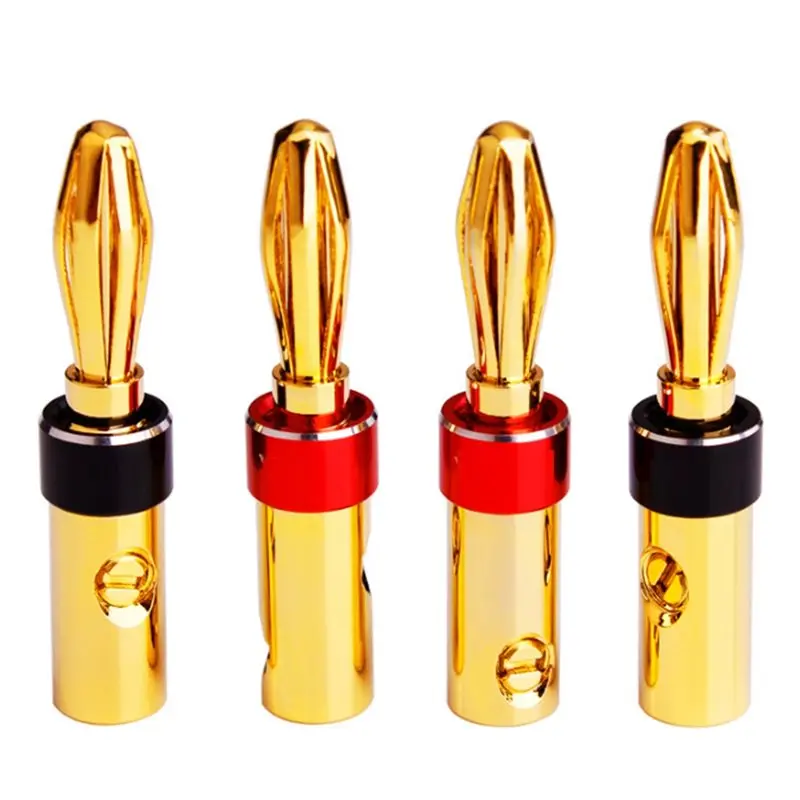 

Новые 4 шт. 24-каратные медные позолоченные разъемы типа «банан» — штекер динамика, разъем типа «банан» 4,5 мм для подходит для адаптера «папа» 4,5 мм