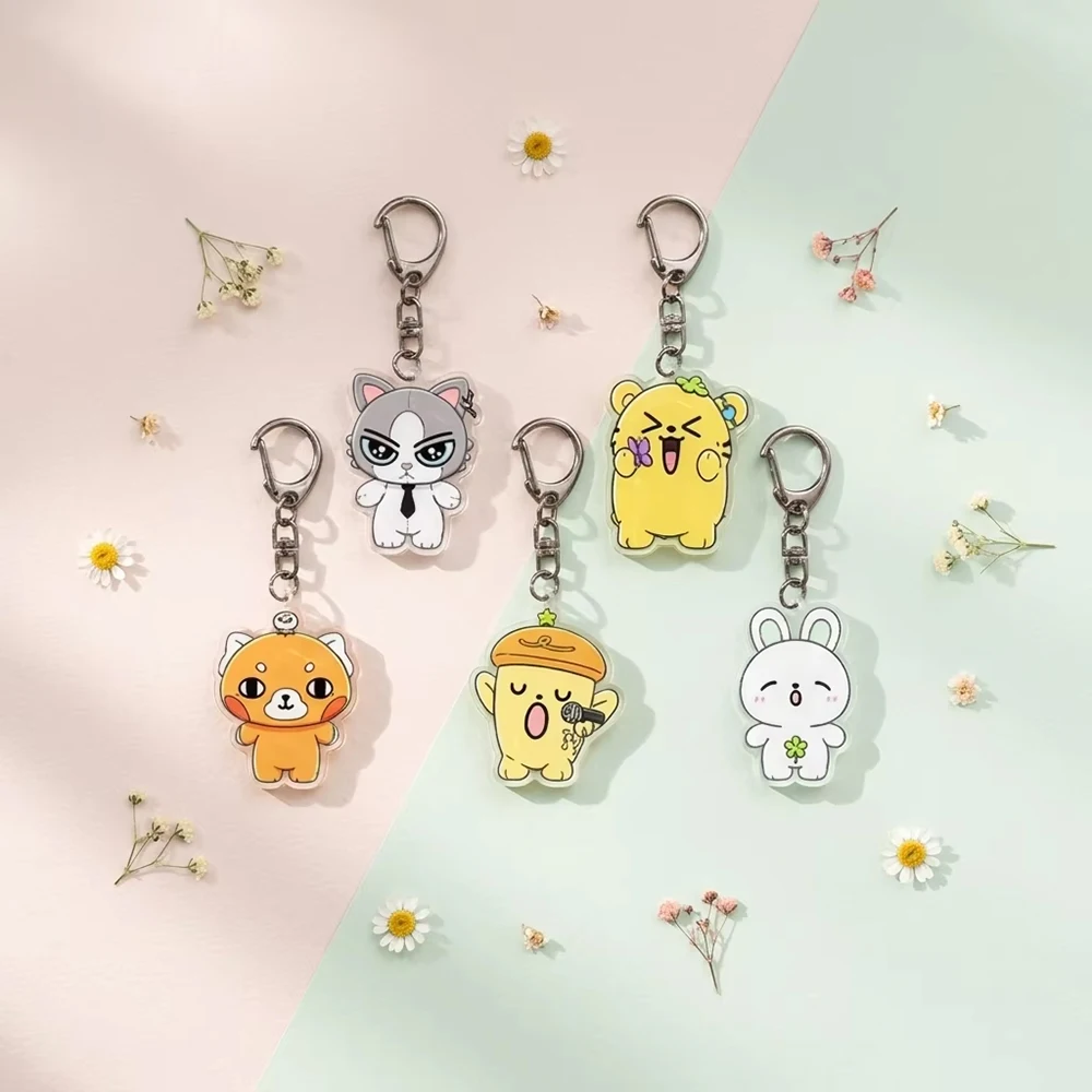 New Arrivals AND2BLE Character Cartoon Animals Acrylic Keychains Zhanghao Ricky Yujin Gyuvin Kawaii Keyring Fans Bag Key Decor