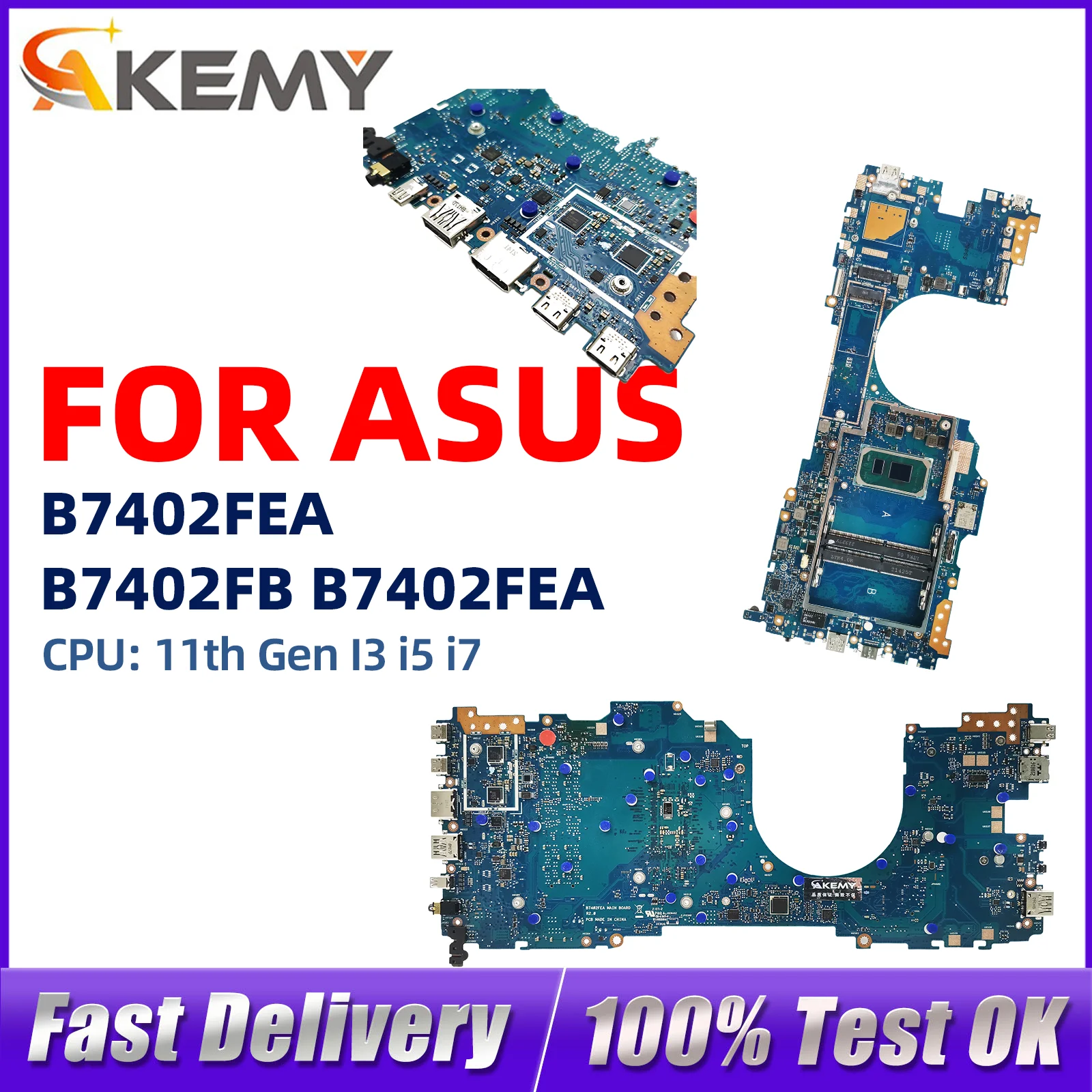 

B7402FEA Laptop Motherboard For ASUS ExpertBook B7402FEA B7402F B7402FBA Notebook Mainboard With 11th Gen I3 i5 i7 100% tests OK