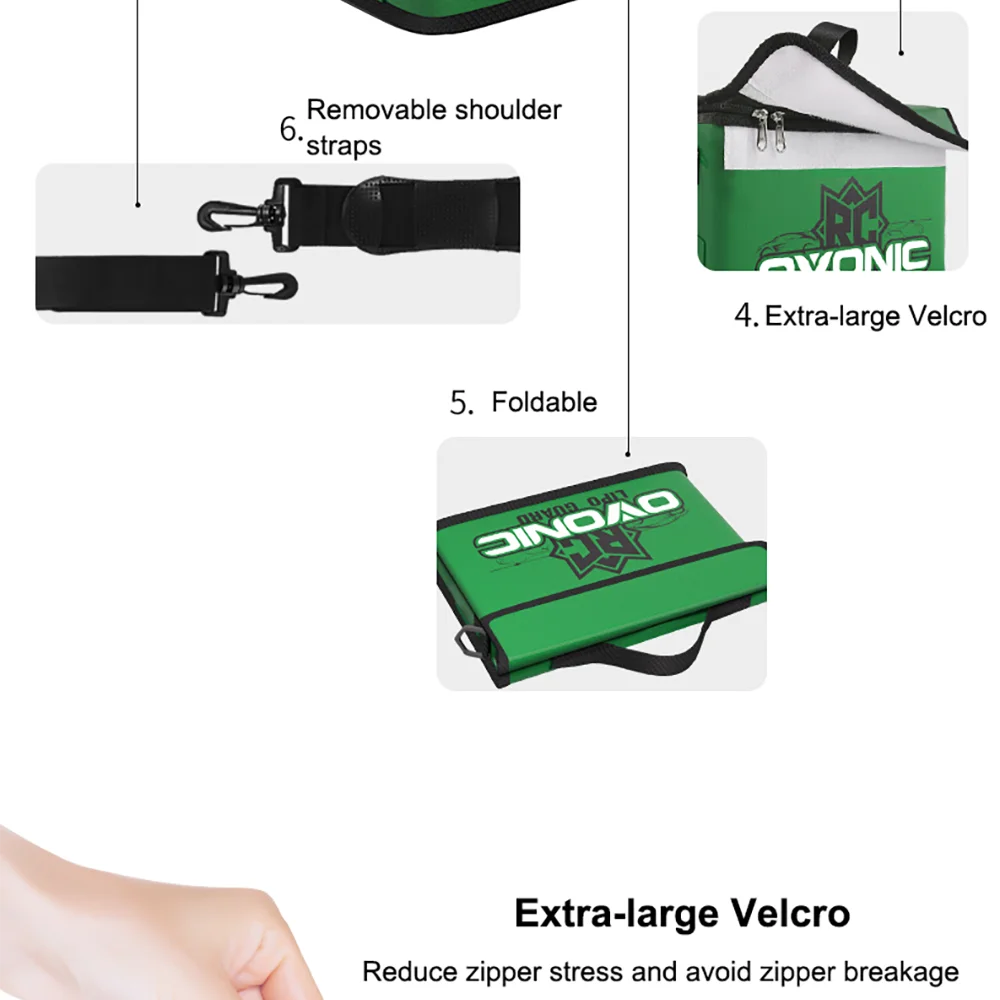 Ovonic LiPo-Akku-Sicherheitsbeutel, flammhemmend und wasserdicht, tragbar, handlich, zur sicheren Aufbewahrung und zum Laden, große Kapazität. – Detail 12