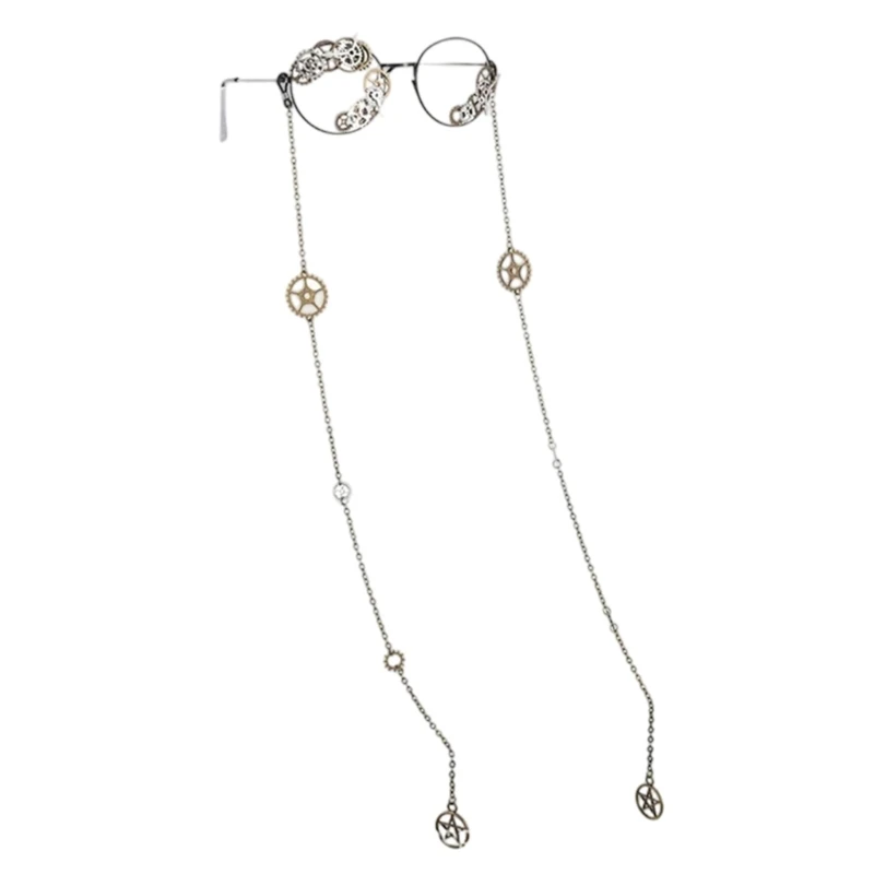 DXAE Costume Glasses Frame with Round Wire Design and Gear Trim for Party Wear, Styling Photos and Layered Outfit Pairing