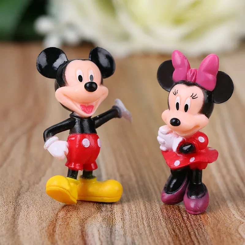 6pcs/set Disney Figures Mickey Mouse Minnie Mouse Birthday Party Cake Decoration PVC Anime Figures Kids Toys