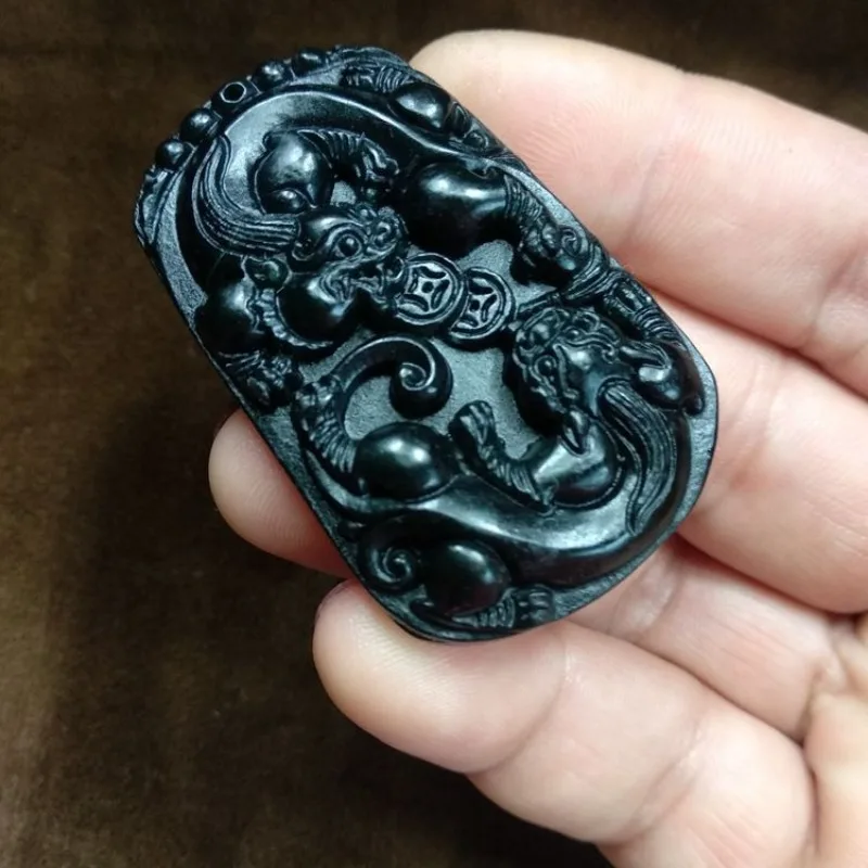 Jade Medicine King Stone Serpentine Jade Pi Xiu colgante, gran oferta, doble Pixiu