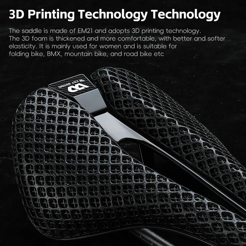 WEST BIKING T700 Carbon Fiber Bicycle Saddle 3D Printed Short Nose Cushion Racing Bike Saddle Ultralight Hollow Cycling Seat