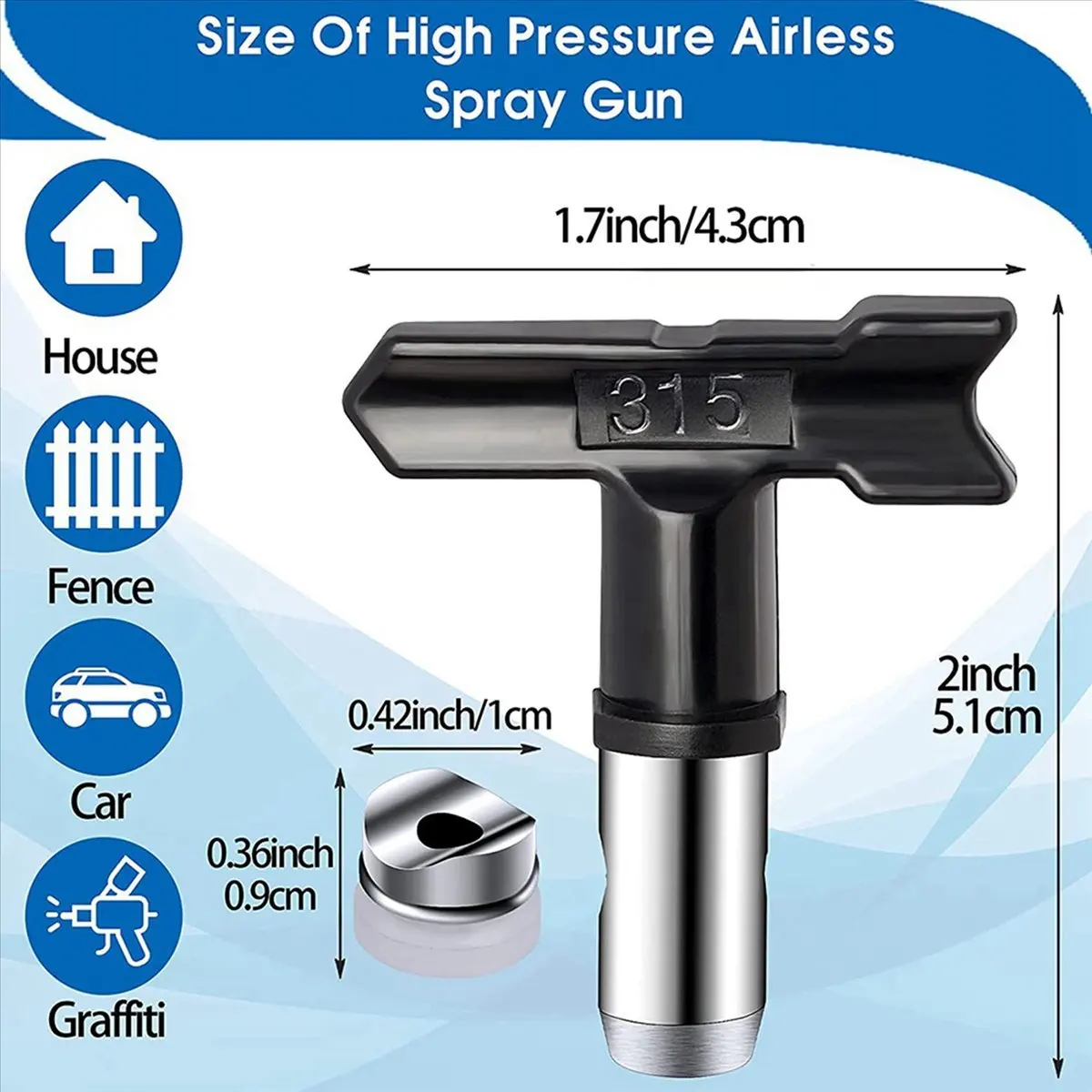 

SEO 8Pcs Reversible Airless Paint Sprayer Nozzle Tips, Airless Sprayer Spraying Machine Parts(215,315,417,523)