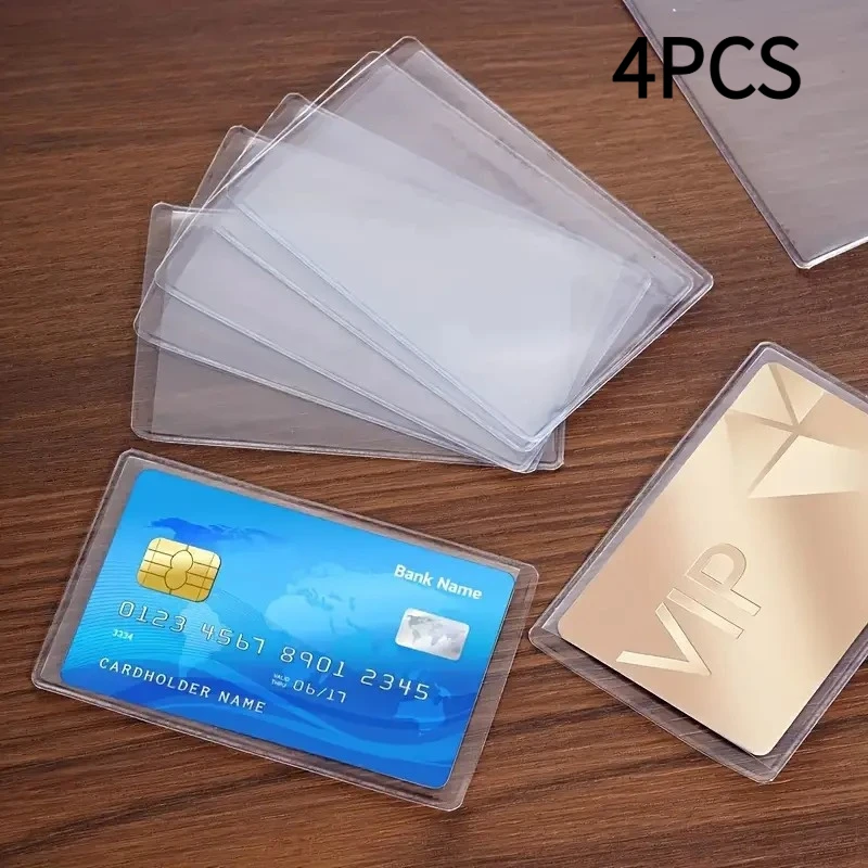 PVC Waterproof Transparent Card Holder Plastic Card id Holders Case To Protect Credit Cards Card Protector Cardholder Bags 4PCS