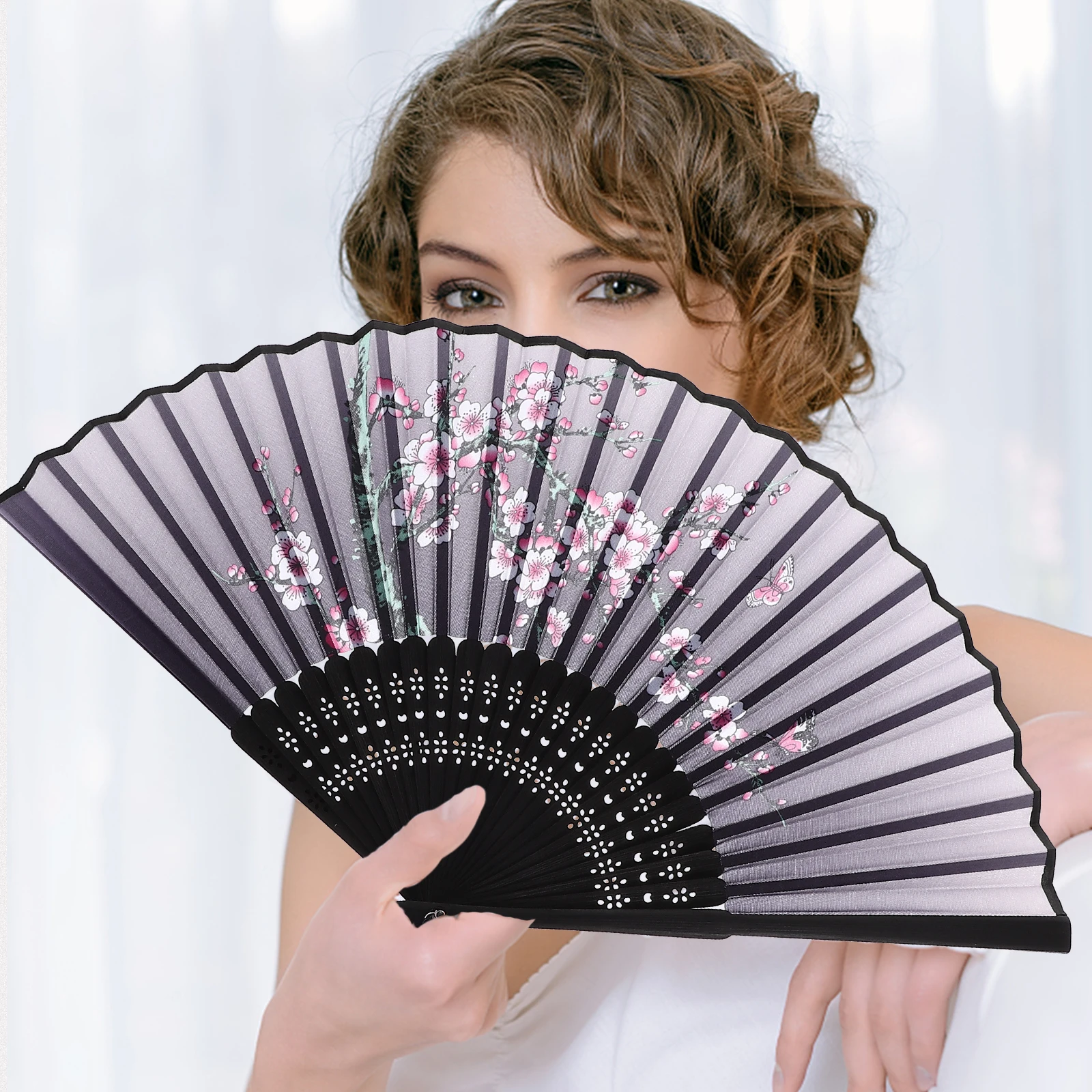 

3pcs Vintage Folding Hand For Dancing Cloth Retro Bamboo Decorative Paper Fan Women Dance Accessories Chinese Style Fan