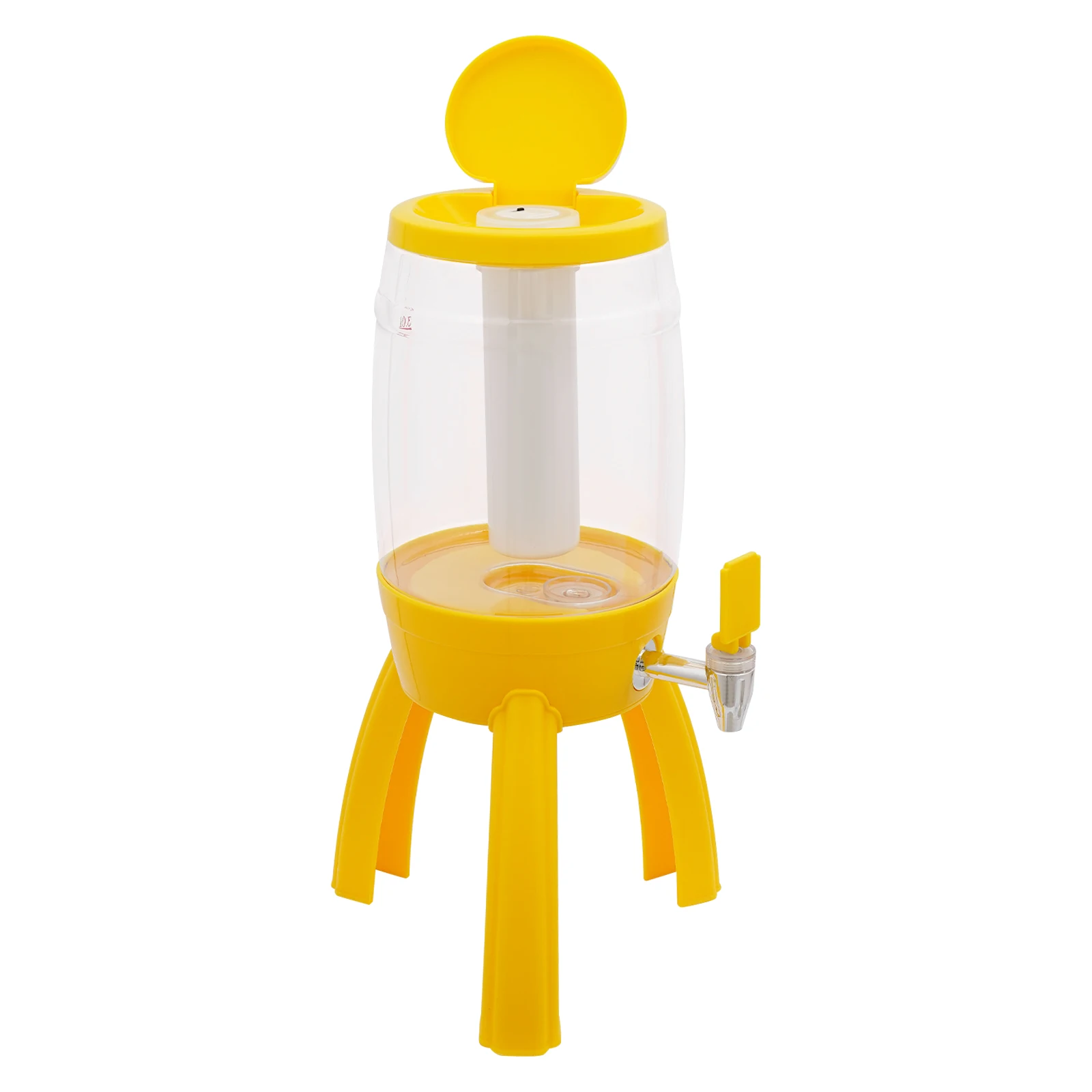 Yellow ABS/PET 3L Three-legged Craft Beer Barrel with Faucet LED Icicle Lamp Party Wine Distributor