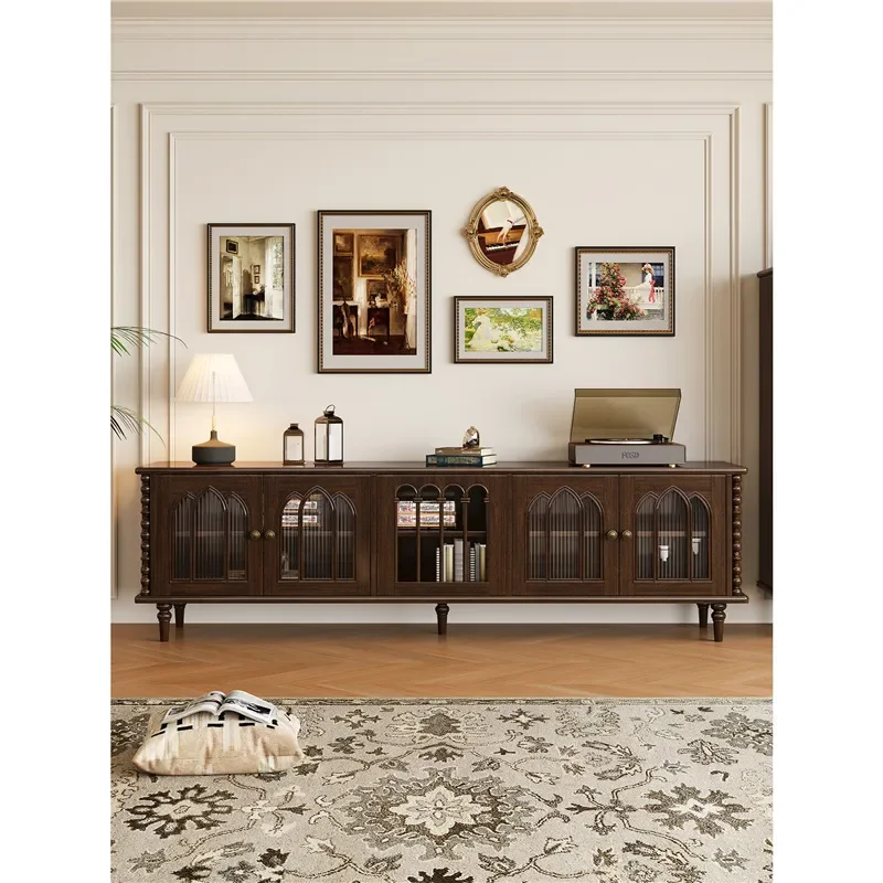 American Retro Country Style TV Cabinet for Living Room Old Money Aesthetic All Solid Wood Wall Mounted Storage Locker