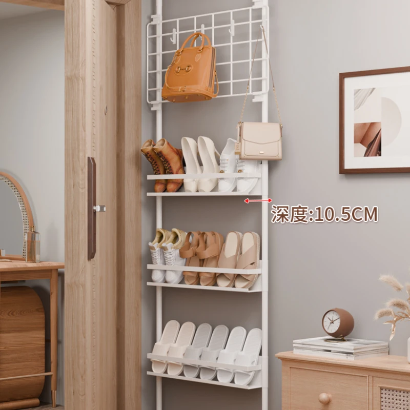 Shoe rack household indoor inclined multi-storey narrow style ultra-thin cabinet behind small door