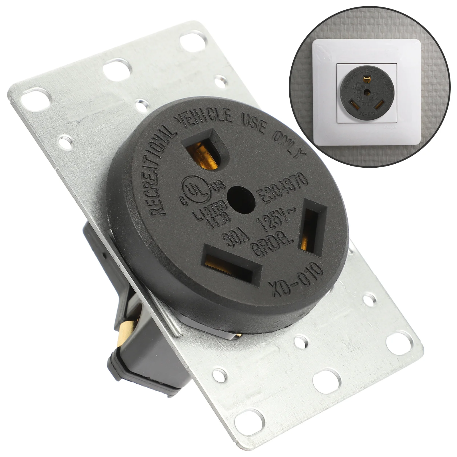 

Electrical Straight Receptacle Blade Rv Outlet Container Trailer Accessories Travel