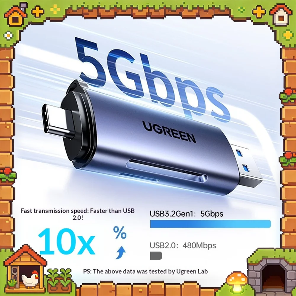 UGREEN 50706 CM185 USB C USB 3.2 SD TF Card Reader Dual Slot Memory Card Adapter for Computer Laptop