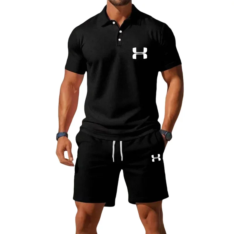 2026 Summer New Men Half Zip Polo Tracksuit 2 Piece Set Quick Dry Breathable Loose Lightweight Casual Running Sportswear Outfit