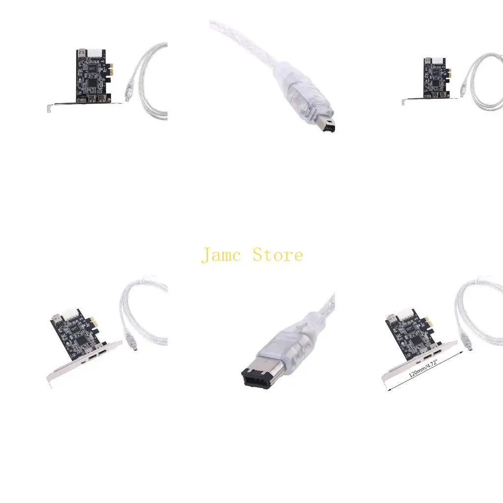 

LX0B PCIe 3 Ports Firewire Cable Expansion Card PCI for Express 1394B & 1394A TI XIO2