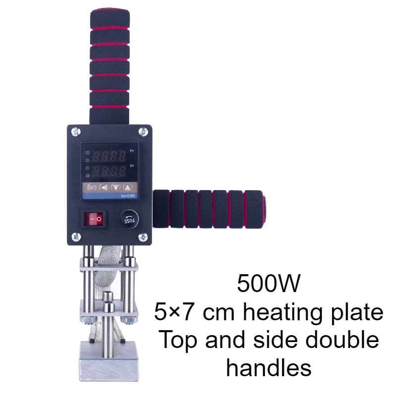 シングルダブルハンドル 500 ワット小型ハンドヘルドラミネーター 5 × 7 センチメートル加熱プレート革木箱ココナッツホットプレスインクマシン