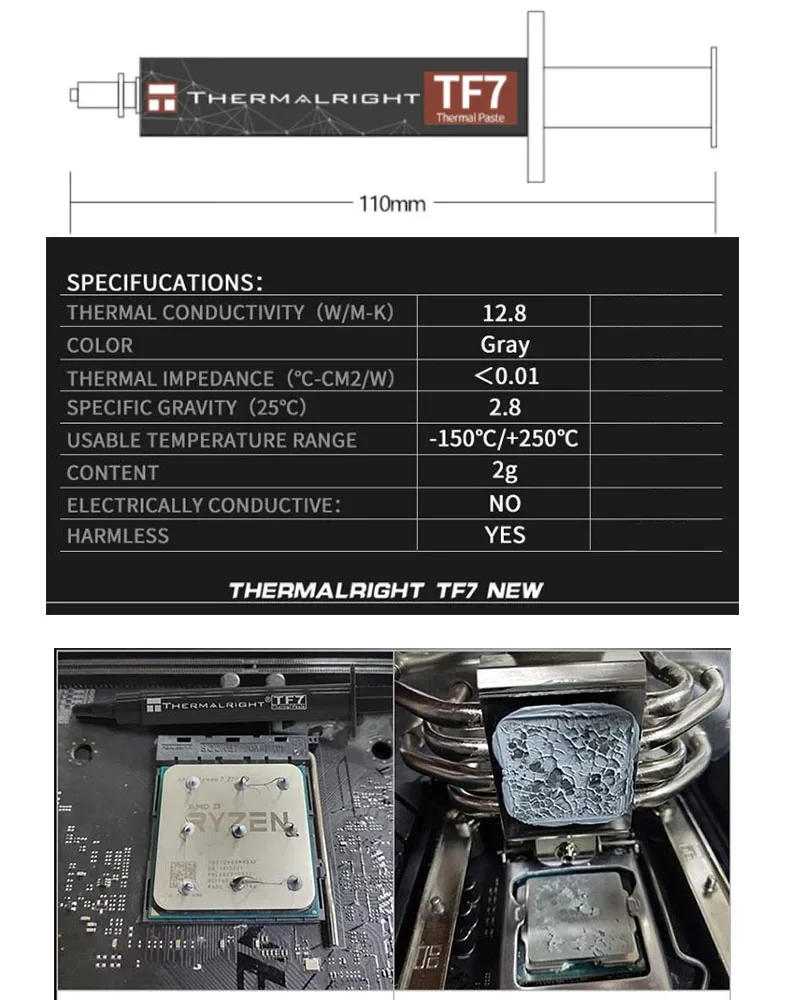 Thermalright TF7 2g Industrial Packaging 12.8W/m-k Thermal Grease Paste Cooling Pad