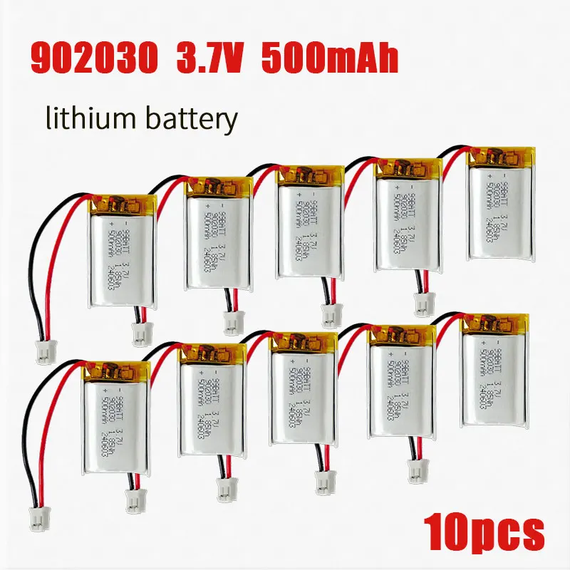 

10pcs 3.7V 500mAh Lithium Battery 902030 092030 102030 Lipo Polymer Battery for Solar Lights Trackers Bluetooth Mouse Keyboards