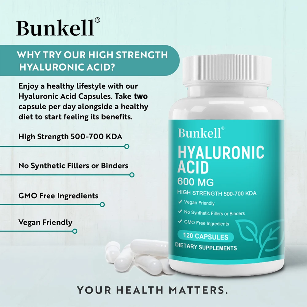 Hyaluronic Acid Capsules - 600 Mg Hyaluronic Acid Capsules - High Dose, 500-700 KDA - Non-GMO, No Synthetic Fillers or Binders