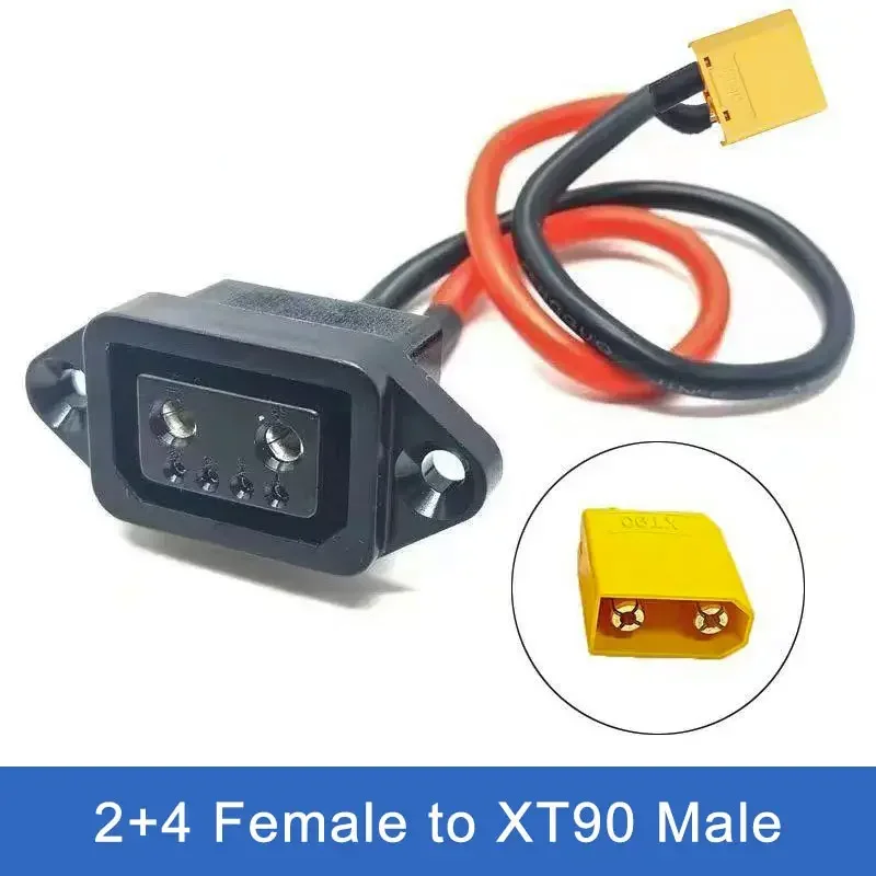 XT60/TX90 auf 2 + 4/2 + 6 Kabelstecker, männlich, weiblich, Elektrofahrzeug, Lithium-Batterie-Ladebuchse, 4 Quadrat, neue Energie-Stromleitung