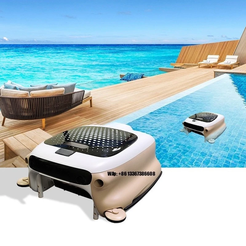 Smart Cordless Robotic Pool Surface Cleaner Auto-Turn Automatic Pool Vacuum Skimmer Basket Easy-to-Use Cleaning Robot 7800mAh