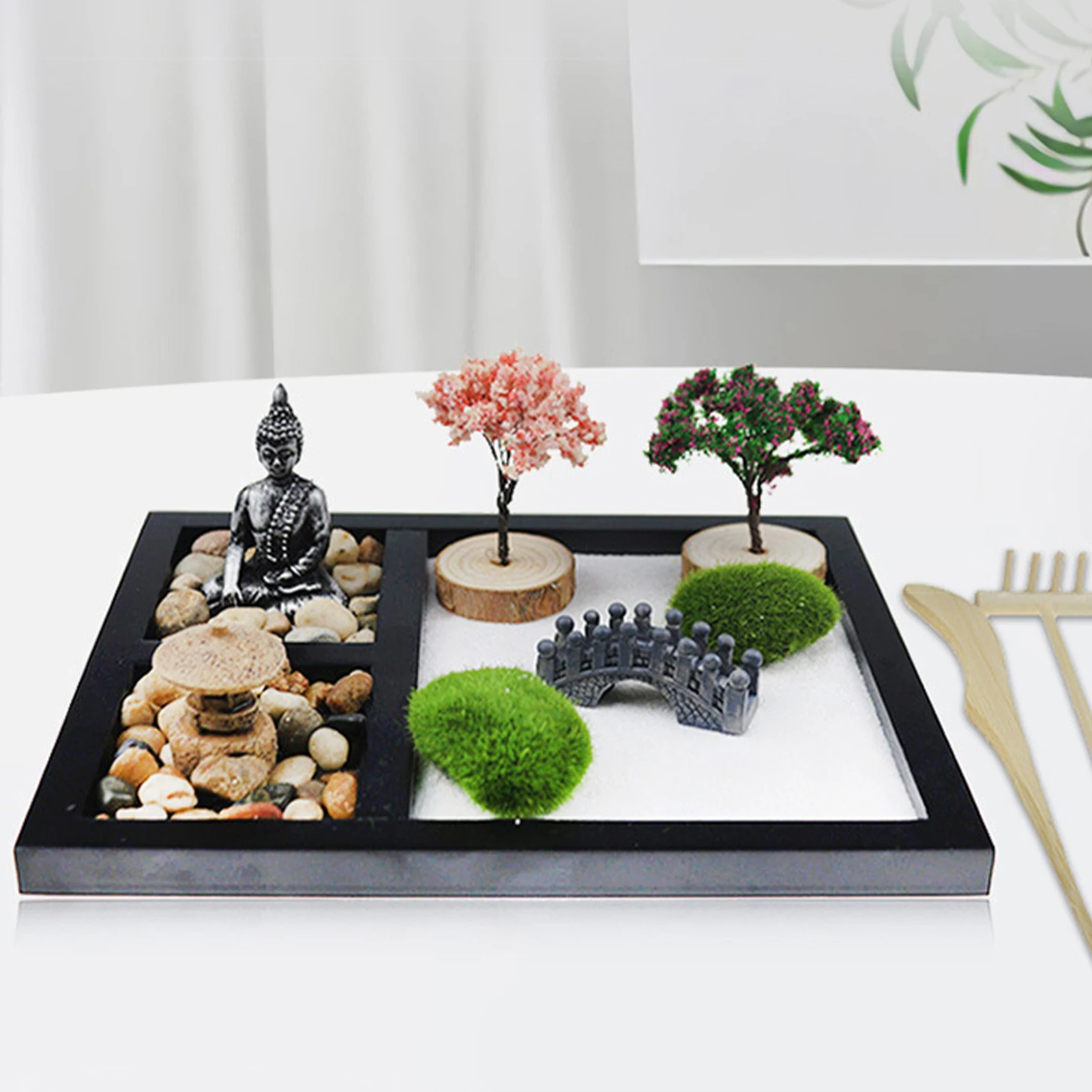 

Zen Garden Sandbox декор в японском стиле миниатюрная статуя Будды Zen Sand настольные поделки офисные буддистские украшения для дома