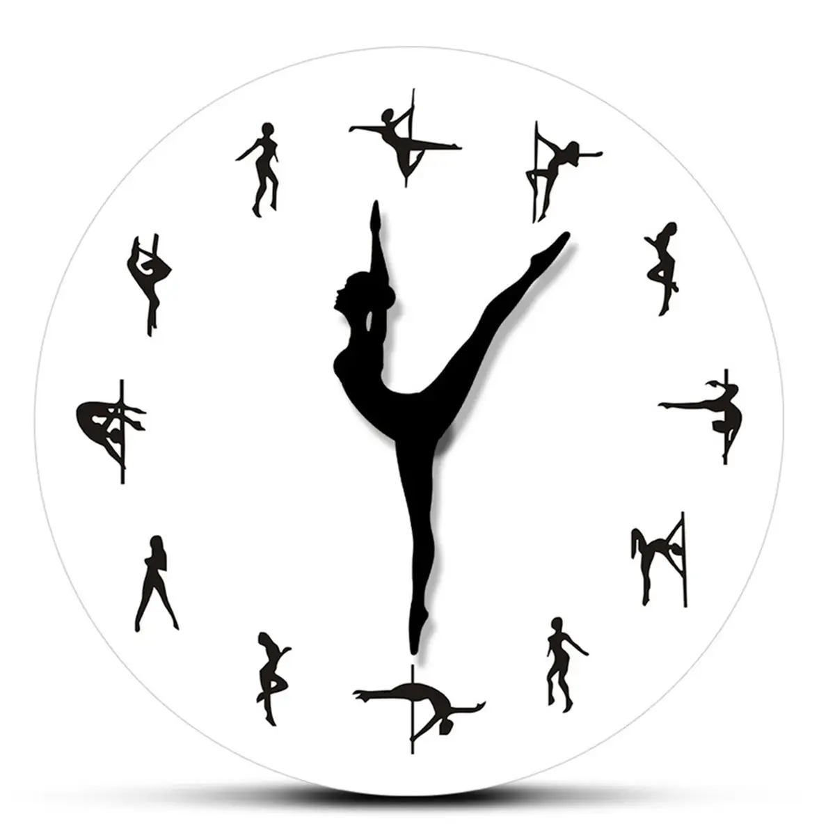 2026 Trend Pole Dancing Clock Hands Wall Art Decor for Dancing Room, Silent Movement Pole Dancing Clock