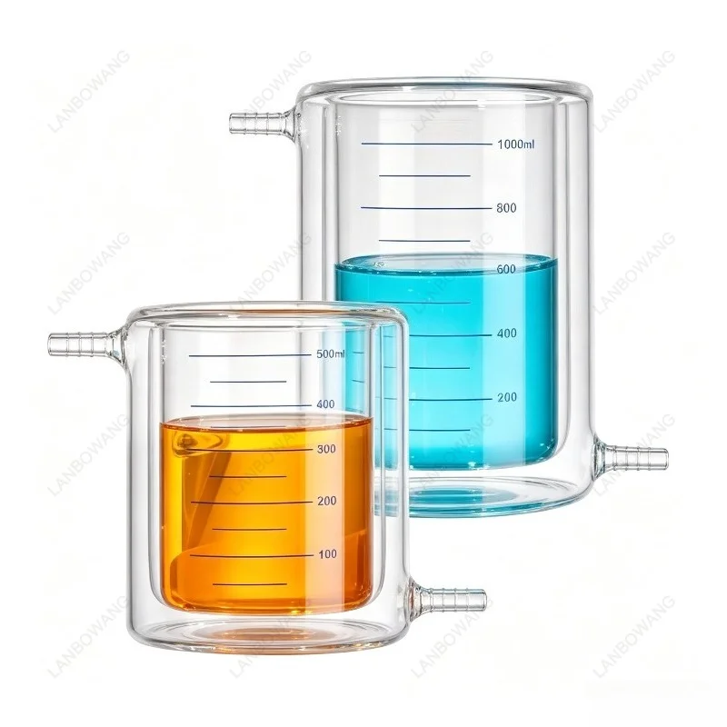 2000 3000 5000ML Double Layer Jacketed Beaker High Borosilicate Glass Laboratory Catalytic Reactor Experimental Reaction Beaker