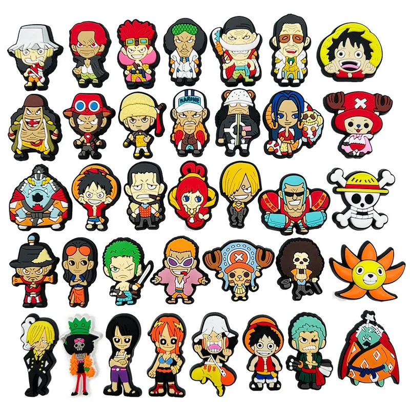 One Piece Cartoon Character Crocs Charms, Shoe Buckle, Anime Luffy, Roronoa Zoro, DIY Charme, Kids Decorações, Presentes de Aniversário, 1Pc